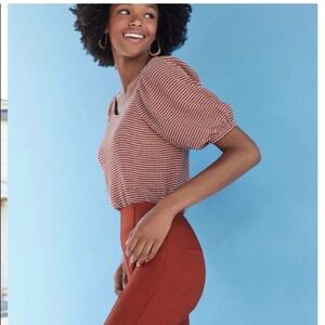 LOFT Striped Red Blouse
